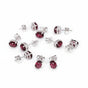 Natural Garnet Stud Earrings 5 Pairs Set | 925 Sterling Silver | Gift for Women