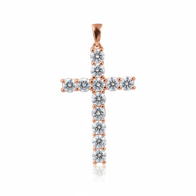 3 Ct Round Cut Lab Grown Diamond Pendant — VS1 Clarity, 18k Rose Gold Vermeil