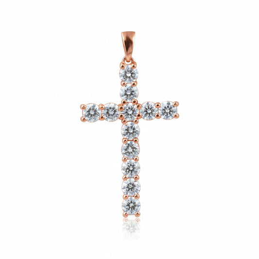 GEMHUB & CO. 3 Ct round cut lab grown diamond pendant in 18k rose gold vermeil with VS1 clarity.