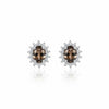 GEMHUB & CO. 10 Ct oval cut smoky topaz earrings with halo of white stones in 925 sterling silver.