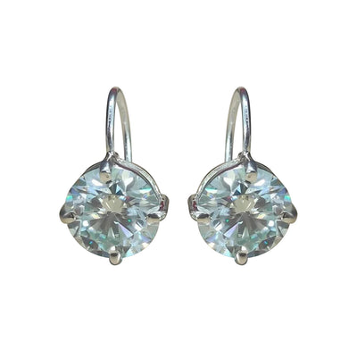 10 Ct Certified Round Cut White Moissanite Dangler Earrings Vermeil 925 Silver