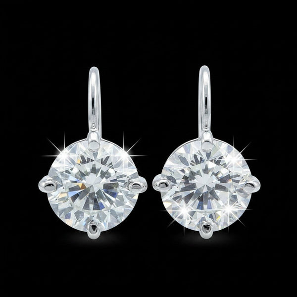 GEMHUB & CO. 5.00 Ct white moissanite solitaire dangler earrings in gold vermeil, round cut, 18K gold over 925 sterling silver.