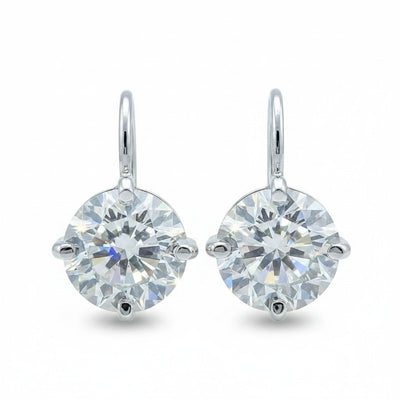 Certified 5.00 Ct White Moissanite Solitaire Dangler Earrings Gold Vermeil