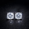 GEMHUB & CO. 4 Ct cushion cut white moissanite stud earrings in 18K gold vermeil over 925 sterling silver.