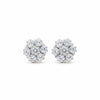 GEMHUB & CO. 10 Ct round cut white topaz cluster earrings in 925 sterling silver.