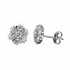 GEMHUB & CO. 10 Ct round cut white topaz cluster stud earrings in 925 sterling silver.