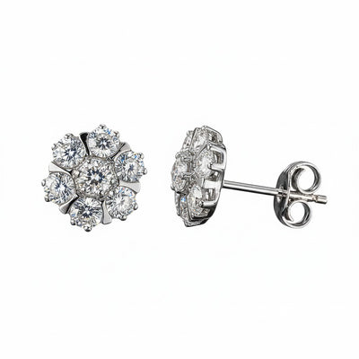 10 Ct Natural White Topaz Round Cut Earrings — 925 Sterling Silver