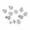 GEMHUB & CO. 5 pairs of white topaz cluster stud earrings in 925 sterling silver. Round cut, EGL certified.