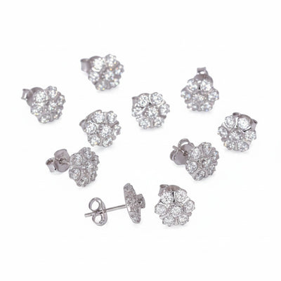 Natural White Topaz Earrings Set — Lot of 5 Pairs, 925 Sterling Silver