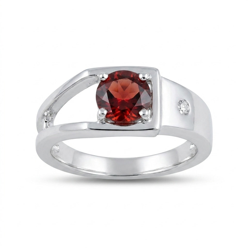 Garnet Round Cut 3.50 Ct. Gemstone Ring 925 Sterling Silver Women Gift