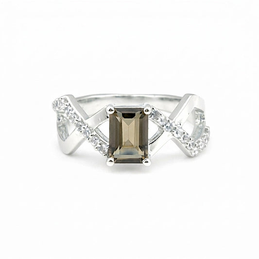 Topaz Gemstone Ring 7.00 Ct. Emerald Cut 925 Sterling Silver Birthday Gift Her