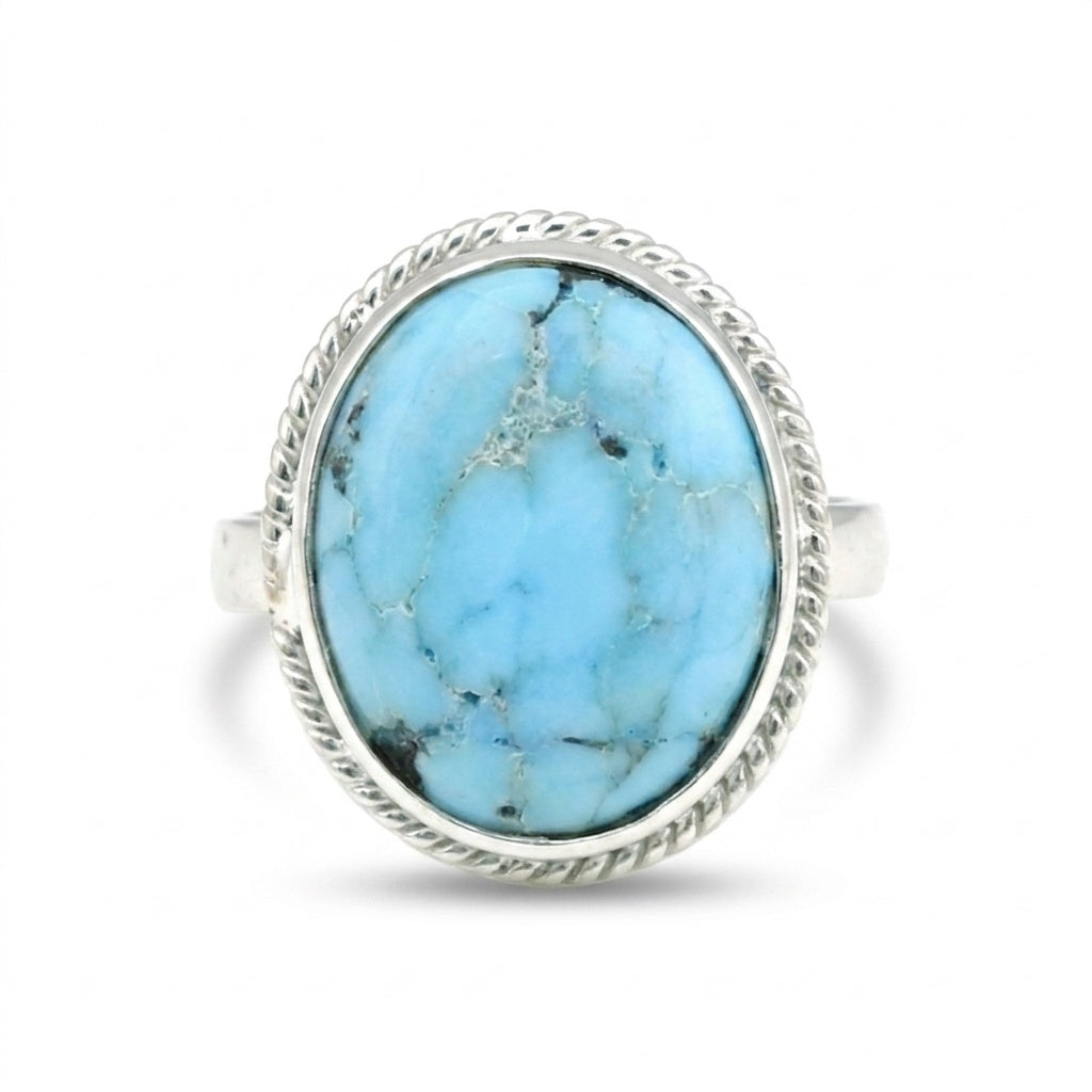 Turquoise Oval Cut Ring 3.00 Ct. 925 Sterling Silver Gift for Her Women