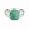 Emerald Cushion Solitaire Gemstone Ring 4.00 Ct. 925 Sterling Silver Women Gift
