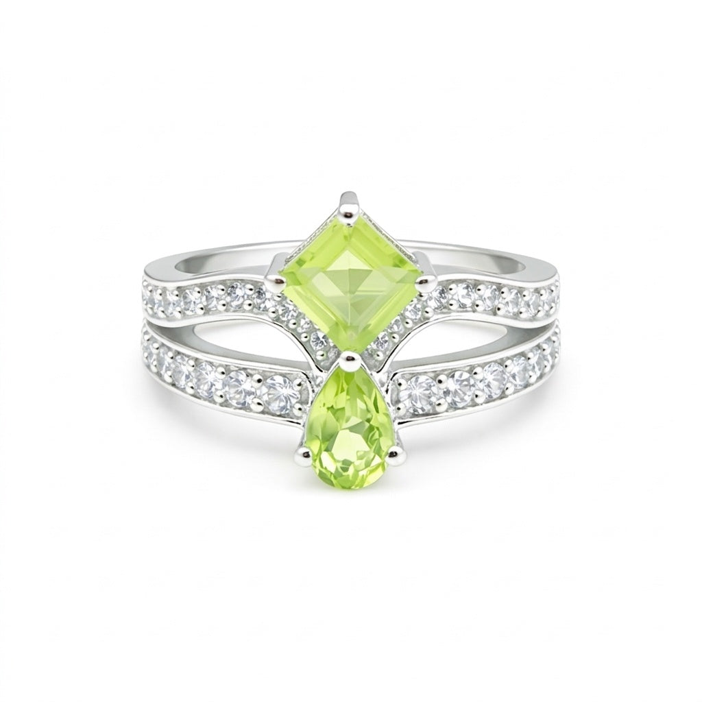 Green Amethyst Pear Cut Solitaire Ring 3.00 Ct. 925 Sterling Silver Gift for Her