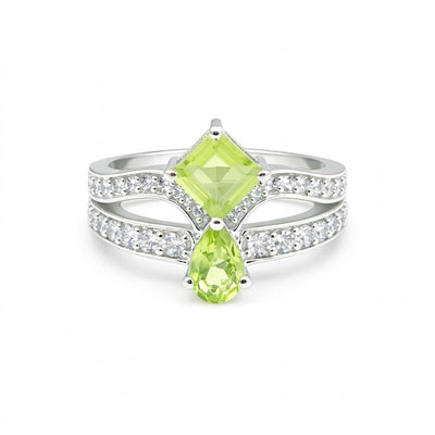 Green Amethyst Pear Cut Solitaire Ring 3.00 Ct. 925 Sterling Silver Gift for Her
