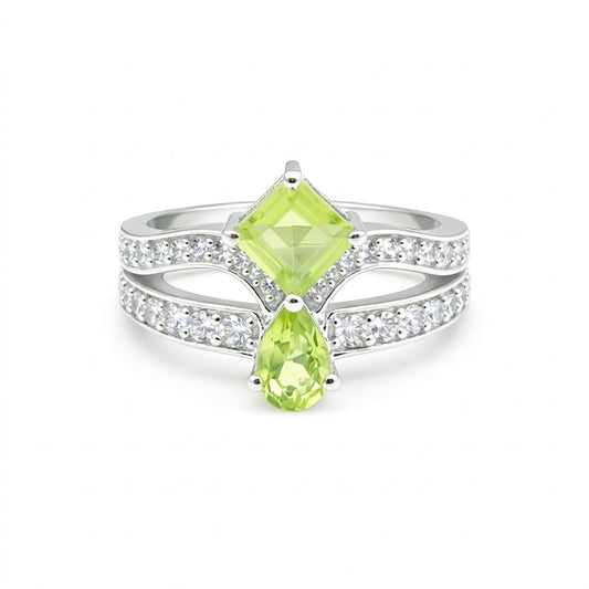 Green Amethyst Pear Cut Solitaire Ring 3.00 Ct. 925 Sterling Silver Gift for Her