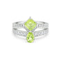 Green Amethyst Pear Cut Solitaire Ring 3.00 Ct. 925 Sterling Silver Gift for Her