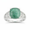 Green Emerald Solitaire Ring 4.70 Ct. Cushion Cut 925 Sterling Silver Stackable