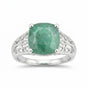 Green Emerald Solitaire Ring 4.70 Ct. Cushion Cut 925 Sterling Silver Stackable