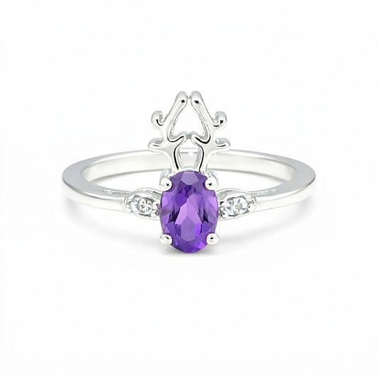 7.50 Ct. Amethyst Oval Cut Ring 925 Sterling Silver Women Fine Jewelry