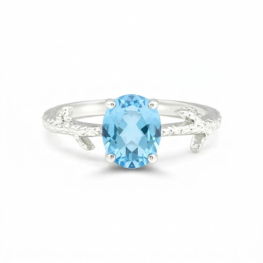 Aquamarine Gemstone Ring 7.00 Ct. Oval Cut 925 Sterling Silver Birthday Gift Her
