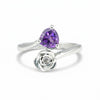 Purple Amethyst Pear Ring 6.50 Ct. 925 Sterling Silver Stackable Eternity Band G