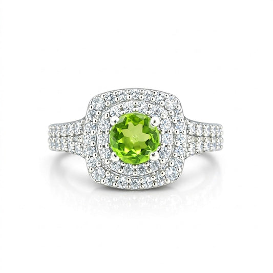 2.00 Ct. Green Amethyst Ring Round Cut 925 Sterling Silver Eternity Band Fine Gi