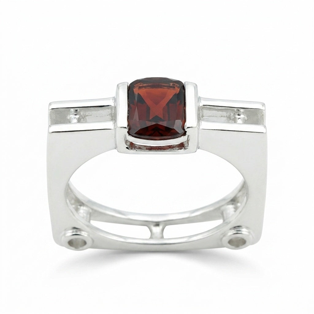 4.90 Ct. Garnet Emerald Solitaire Ring 925 Sterling Silver Wedding Fine Jewelry