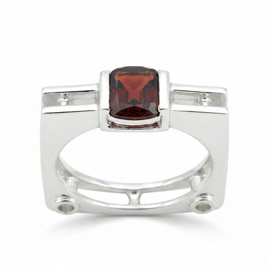 4.90 Ct. Garnet Emerald Solitaire Ring 925 Sterling Silver Wedding Fine Jewelry