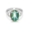 Green Sapphire Oval Cabochon Cut Solitaire Ring 3.50 Ct. 925 Sterling Silver Gif
