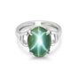 Green Sapphire Oval Cabochon Cut Solitaire Ring 3.50 Ct. 925 Sterling Silver Gif