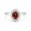 Red Garnet Solitaire Ring 4.85 Ct. Oval Cut 925 Sterling Silver Stackable Band