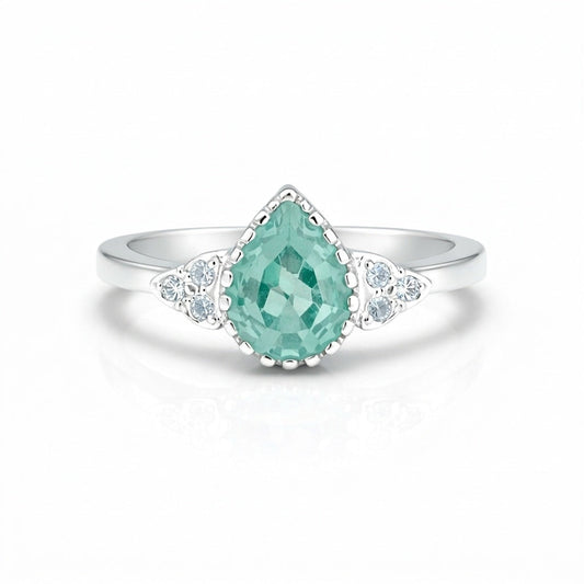 4.65 Ct. Aquamarine Pear Cut Ring 925 Sterling Silver Women Fine Jewelry