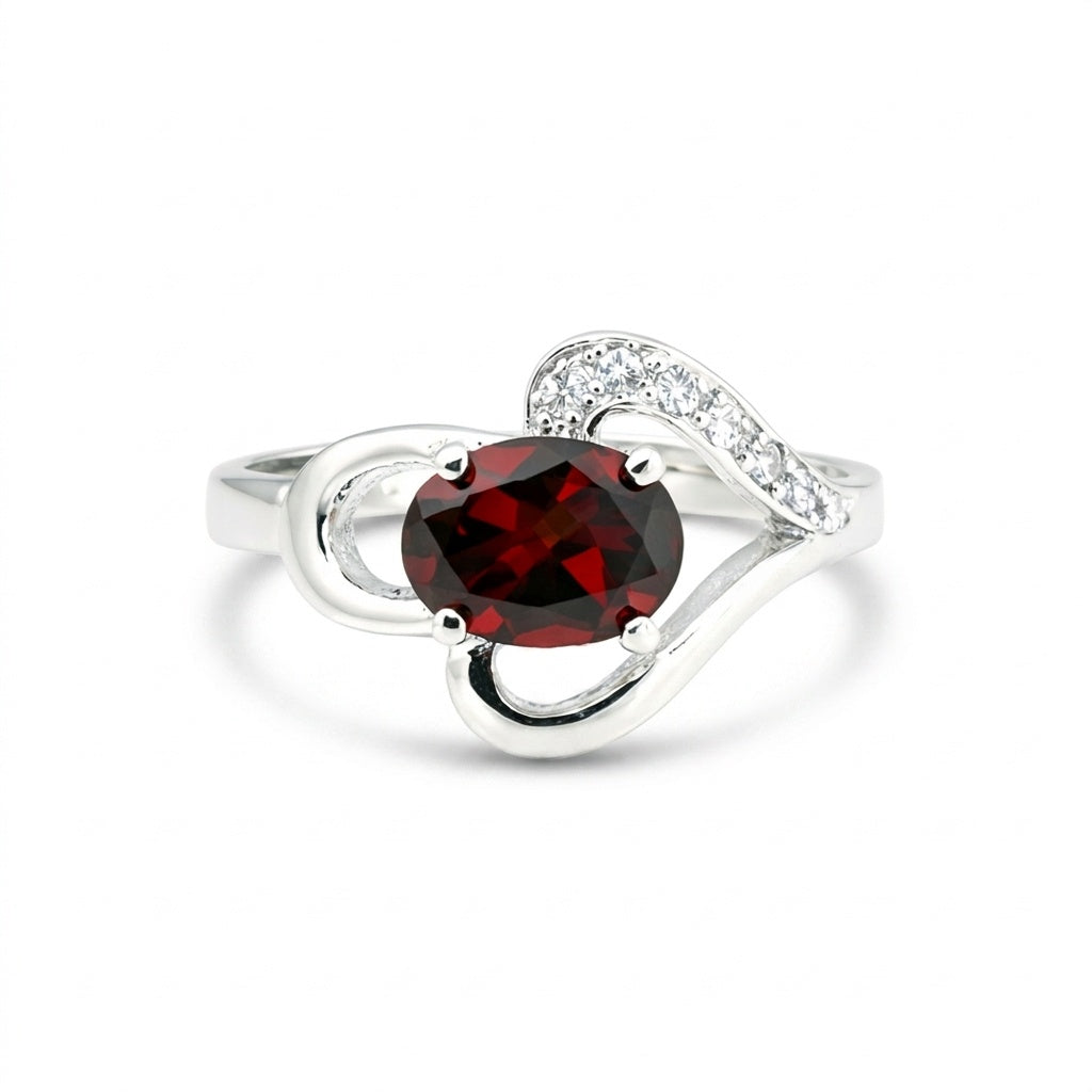 5.45 Ct. Red Garnet Ring Oval Cut 925 Sterling Silver Eternity Band Fine Gift