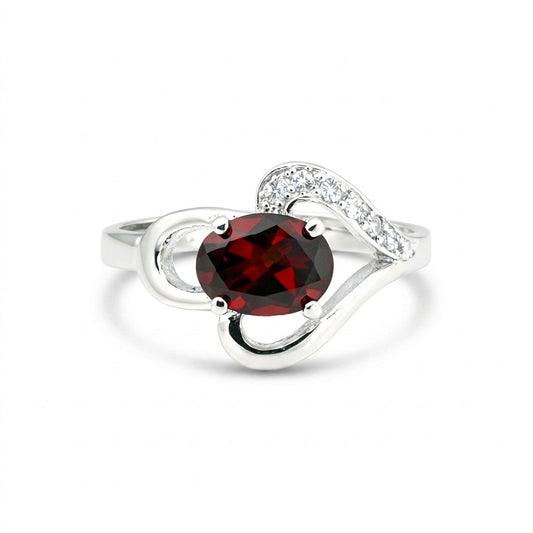 5.45 Ct. Red Garnet Ring Oval Cut 925 Sterling Silver Eternity Band Fine Gift