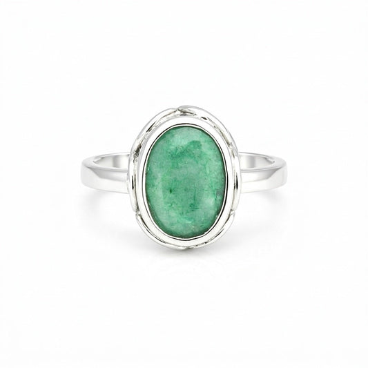 2.50 Ct. Emerald Oval Solitaire Ring 925 Sterling Silver Wedding Fine Jewelry