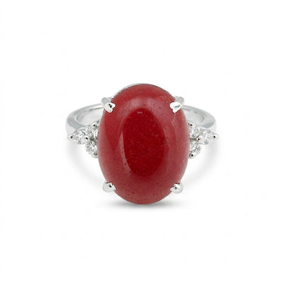 4.55 Ct. Ruby Oval Cut Gemstone Ring in 925 Sterling Silver