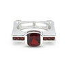 Cushion Cut Garnet Ring 2.00 Ct. 925 Sterling Silver Eternity Band Gift for Her