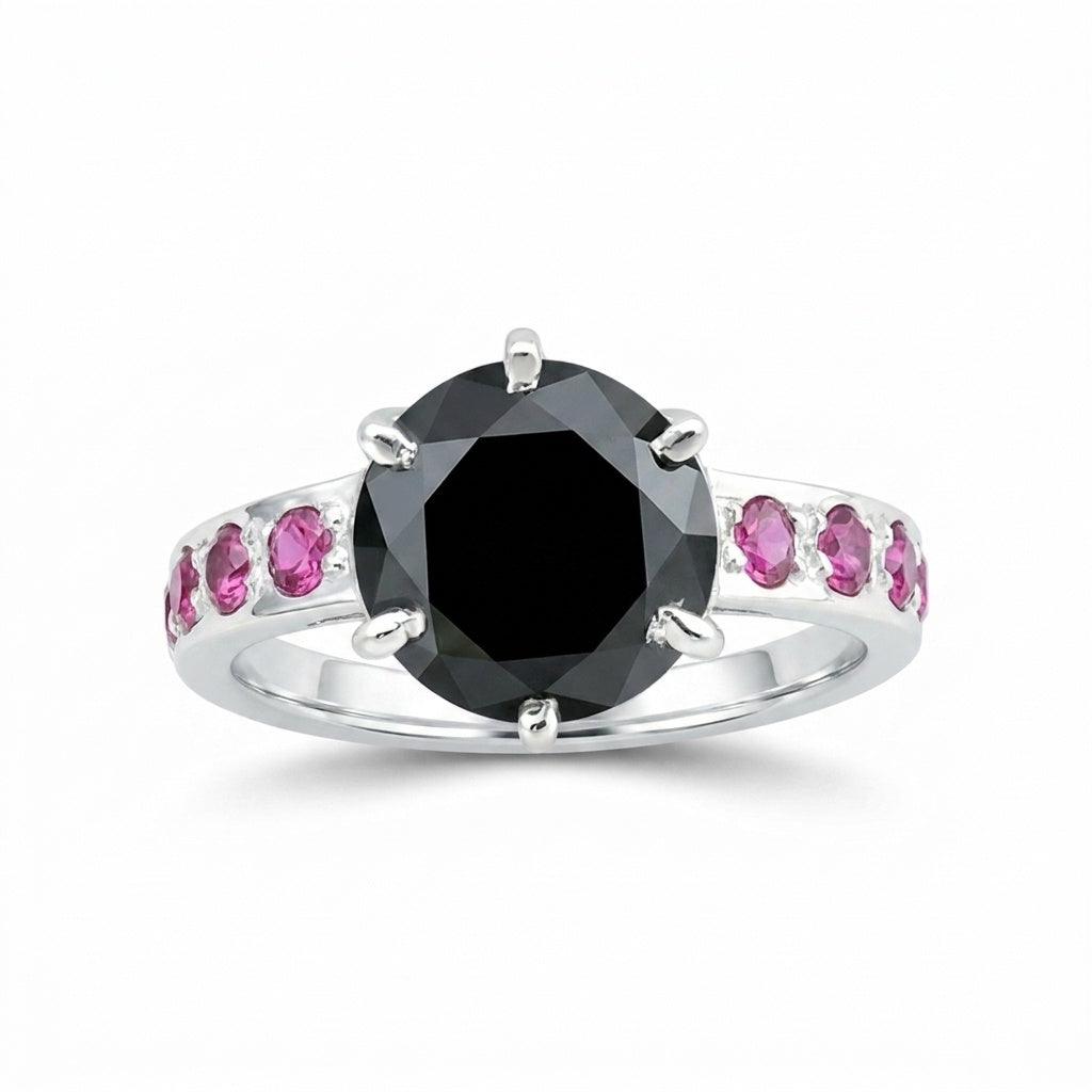 3.80 Ct. Moissanite Round Cut Ring 925 Sterling Silver Women Fine Jewelry