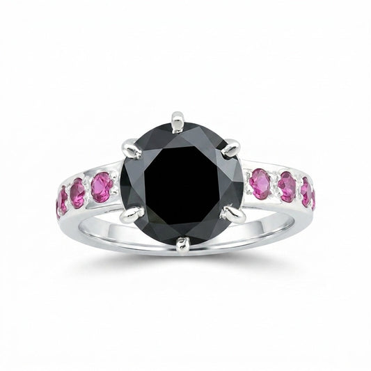 3.80 Ct. Moissanite Round Cut Ring 925 Sterling Silver Women Fine Jewelry