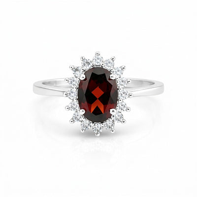 Garnet Gemstone Ring 4.80 Ct. Oval Cut 925 Sterling Silver Wedding Gift Her