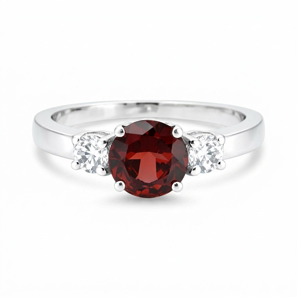 Red Garnet Oval Ring 3.00 Ct. 925 Sterling Silver Stackable Eternity Band Gift