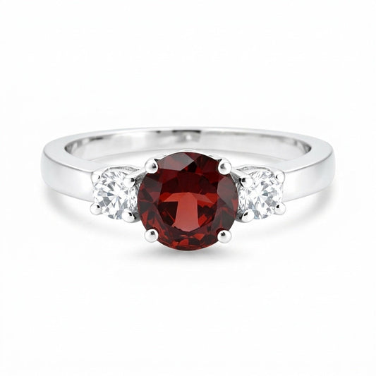 Red Garnet Oval Ring 3.00 Ct. 925 Sterling Silver Stackable Eternity Band Gift