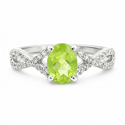 3.00 Ct. Green Amethyst Ring Oval Cut 925 Sterling Silver Eternity Band Fine Gif