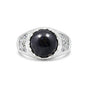 Black Pearl Solitaire Ring 7.50 Ct. Round Cut 925 Sterling Silver Stackable Band