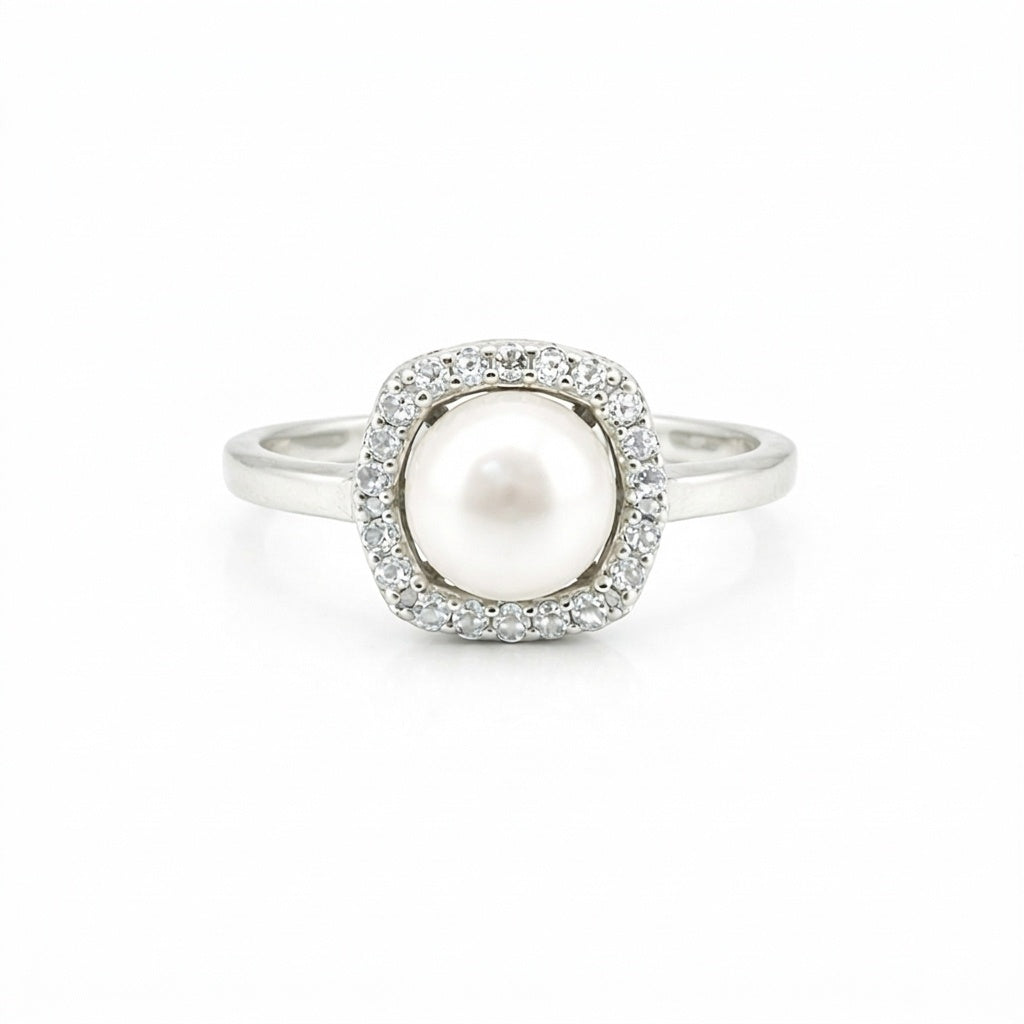 EGL Certified 3.20 Ct. Pearl Round Cut Ring 925 Sterling Silver Women Fine Jewel
