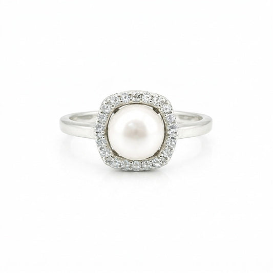 3.20 Ct. Pearl Round Cut Ring 925 Sterling Silver Women Fine Jewel