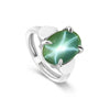 Green Sapphire Solitaire Ring 5.50 Ct. Oval Cabochon Cut 925 Sterling Silver Sta