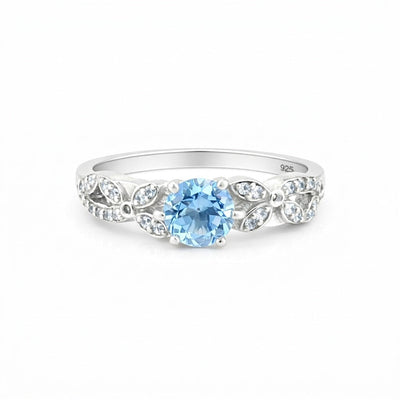 4.50 Ct. Aquamarine Round Solitaire Ring 925 Sterling Silver Valentine's Day Fin