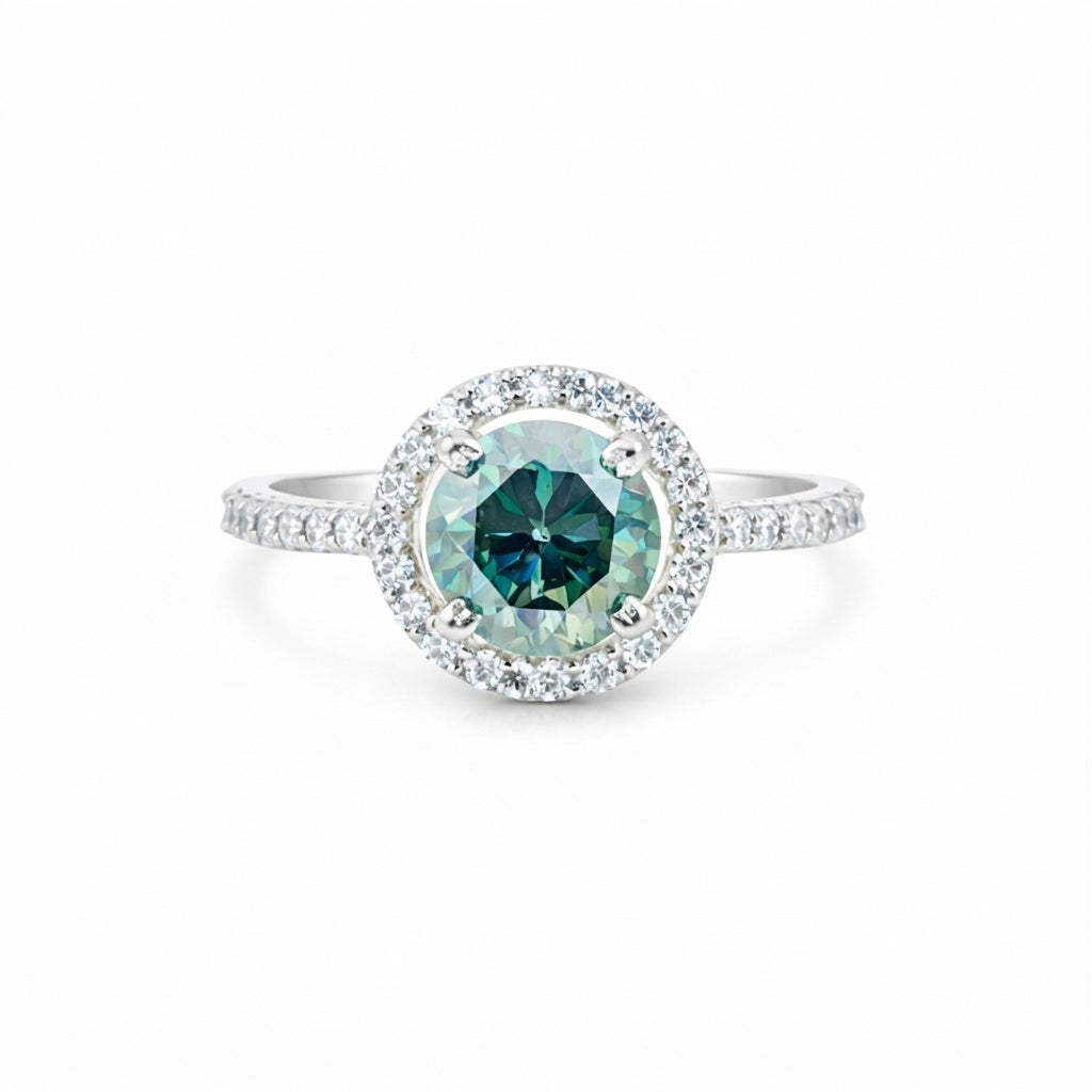 Blue Moissanite Solitaire Ring 6.50 Ct. Round Cut 925 Sterling Silver Stackable